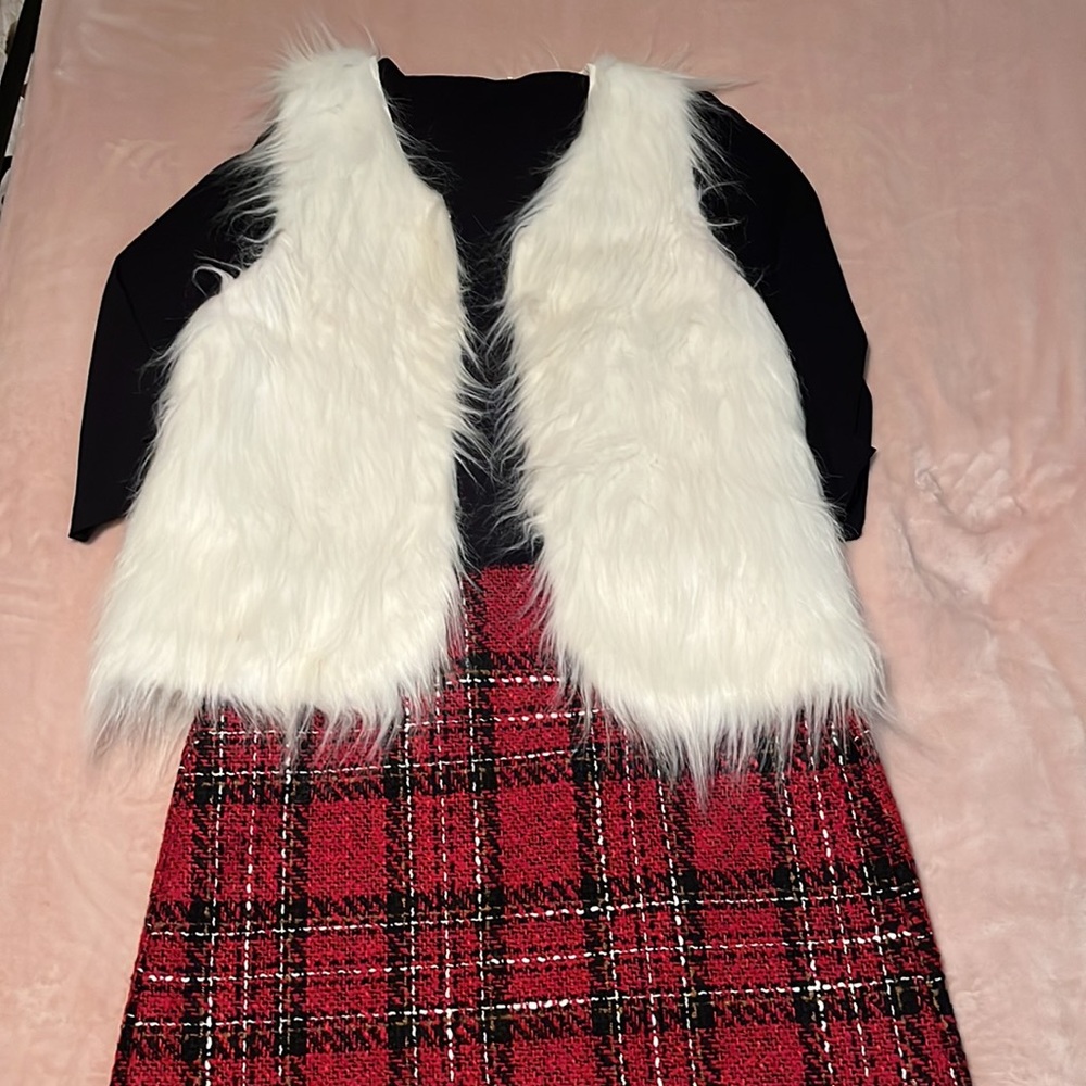 LOFT Size 10 red plaid skirt